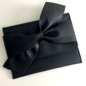 Anthropologie Bella Bow Clutch Black Envelope